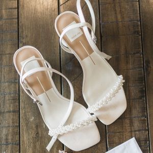 Dolce Vita Women's White Pearl-Strap Heeled Sandals